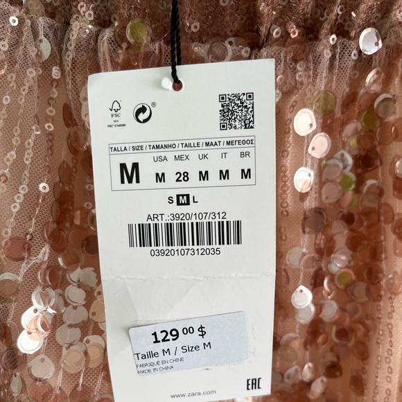 Zara Medium Pinkish Bronze Sequinned Midi Skirt - Picture 10 of 13